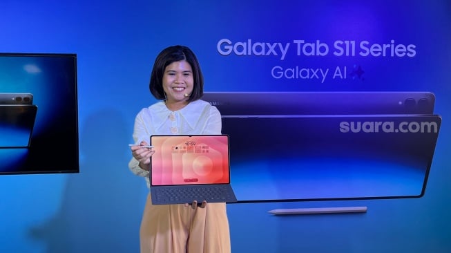 Tablet Samsung Galaxy S11 dan Samsung Galaxy Tab S11 Ultra yang resmi dikenalkan ke Indonesia pada Rabu (24/9/2025). [Suara.com/Dicky Prastya]