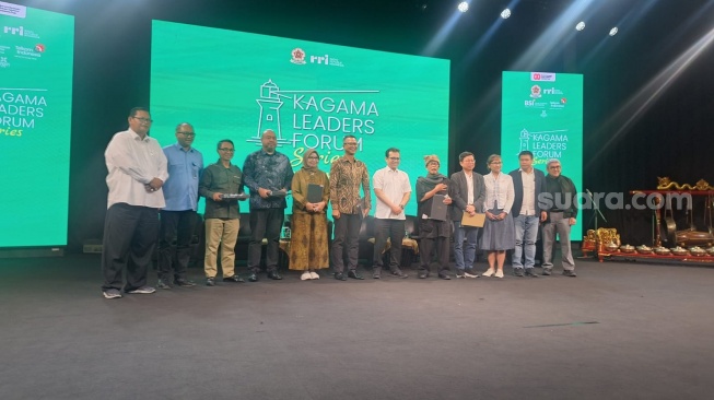 Kagama Leaders Forum Series yang bertajuk AI: Senjata Rahasia Indonesia Menuju 2045 di Gedung Abdulrahmah Saleh RRI, Jakarta, Rabu (24/9/2025). [Suara.com/Achmad Fauzi].