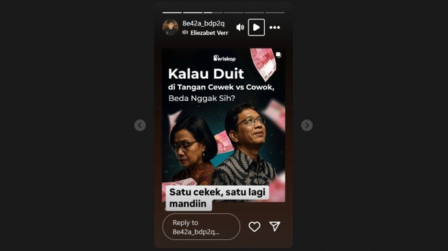 Anak Menkeu Purbaya Yudhi Sadewa bandingkan kinerja Sri Mulyani dan Purbaya Yudhi Sadewa (Instagram).