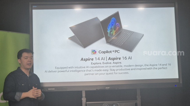 Rangkaian Laptop AI Acer Aspire 14 AI dihadirkan di Jakarta, Rabu (24/9/2025). [Suara.com/Dythia]
