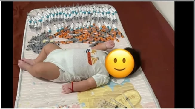 Seorang ibu bagikan potret bayinya dikelilingi dengan suntikan saat berjuang untuk hamil (Instagram)