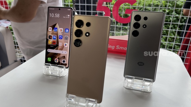 Itel Super 26 Ultra atau Itel S26 Ultra yang resmi hadir ke Indonesia pada Rabu (24/9/2025). [Suara.com/Dicky Prastya]