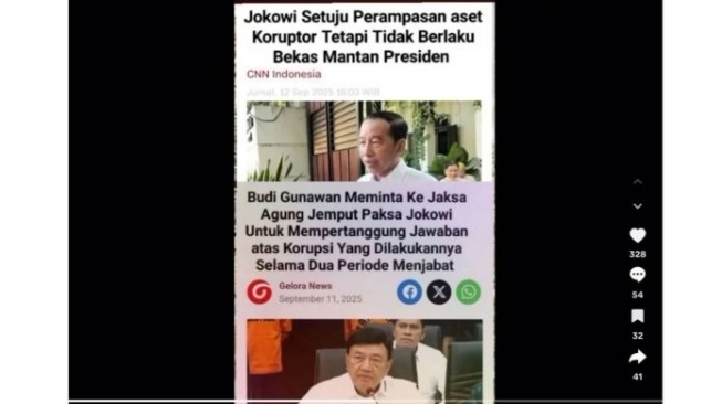 Hoaks Jokowi tolak UU Perampasan Aset. [Dok. Istimewa]
