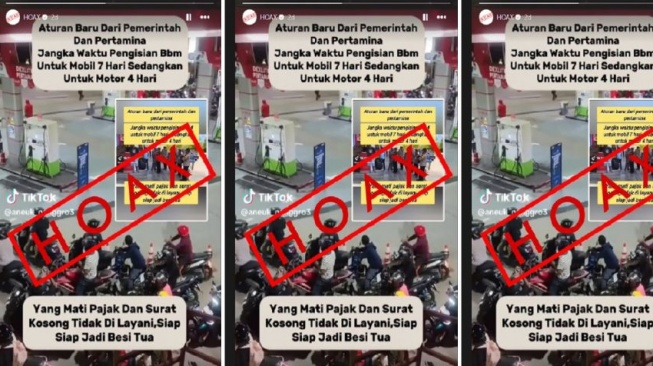 Hoaks pembatasan isi BBM di SPBU gara-gara pajak kendaraan mati. [Ist]