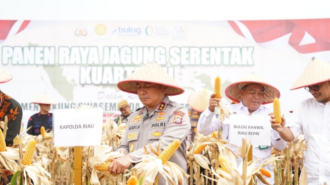 Kapolda Riau Pimpin Panen Raya Ton Jagung Serentak Kuartal III di Pekanbaru [Istimewa]