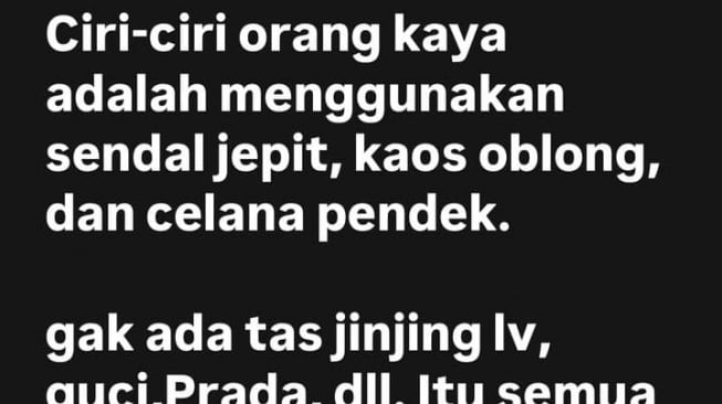 Anak Menkeu Purbaya Yudhi Sadewa Sindir Outfit Oran Miskin yang Ingin Terlihat Kaya (Instagram/@8a41121a)