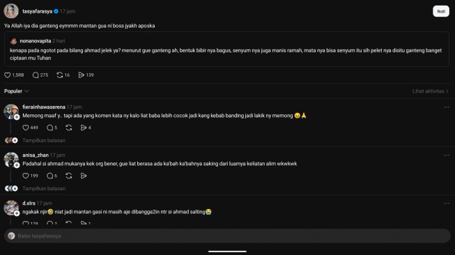 Tasya Farasya puji mantan suaminya (Thread/@tasyafarasya)