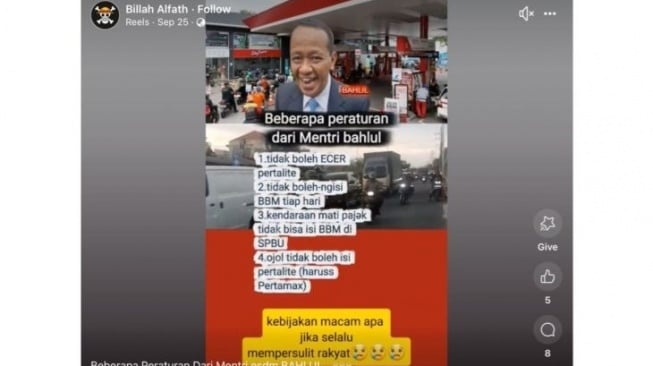 Hoaks Ojol dilarang mengisi BBM Pertalite. [Dok. Antara]