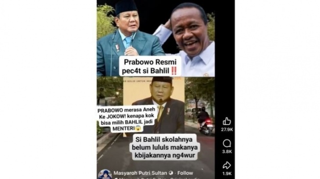 Hoaks Prabowo pecat Bahlil. [Dok. Antara]