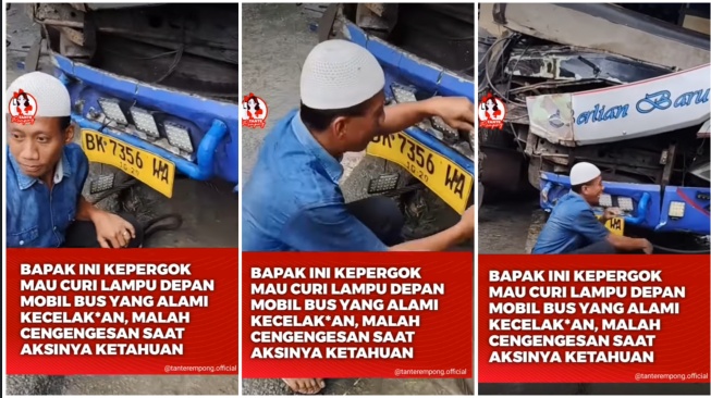 Detik-detik warga curi komponen bus usai Kecelakaan, malah cengengesan saat ditegur (Instagram)