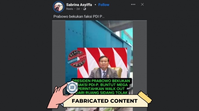 Hoaks Prabowo bekukan PDI Perjuangan. [Dok. Istimewa]