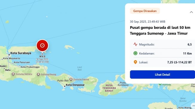 BMKG Ungkap Penyebab Gempa Sumenep M 6.5: Sesar Aktif Bawah Laut, Mekanisme Thrust Fault