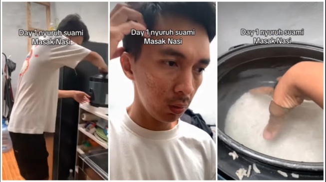 Ekspresi suami pertama kali masak nasi jadi sorotan (Instagram)