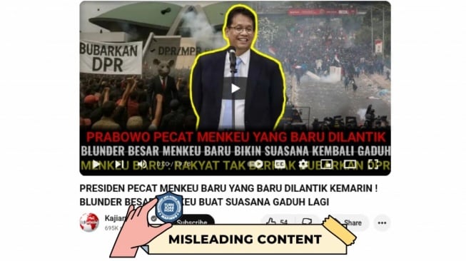 Hoaks Prabowo pecat Menkeu baru. [Dok. Istimewa]