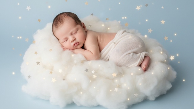 foto bayi di atas awan. [google ai studio]