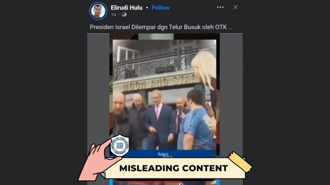 Hoaks Presiden Israel dilempari telur busuk. [Dok. Istimewa]