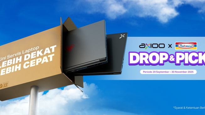 Kolaborasi Axioo x Indomaret menghadirkan layanan Drop Off & Pick Up untuk Servis Laptop. [Axioo]