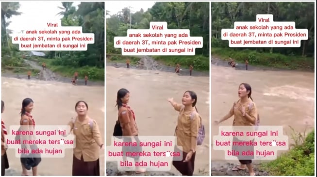 Anak sekolah curhat ke Prabowo minta dibangun jembatan (Instagram)