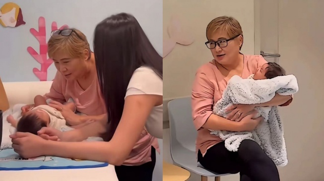 Potret kedekatan ibu Bravy Vconk dengan Erika Carlina dan Andrew (Tangkap layar TikTok)