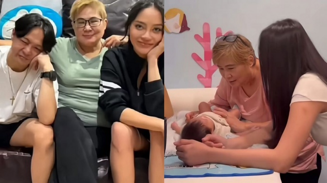 Potret kedekatan ibu Bravy Vconk dengan Erika Carlina (Tangkap layar TikTok)