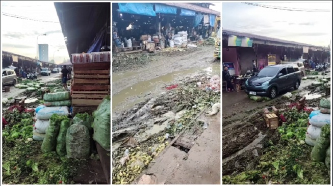  Pasar tanah tinggi Tangeran nampak terlihat becek akibat sampah tidak diangkut selama 4 hari (Instagram)