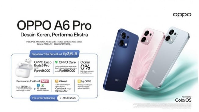Pre-order OPPO A6 Pro tawarkan total keuntungan hingga Rp3,6 Juta (Dok: OPPO)
