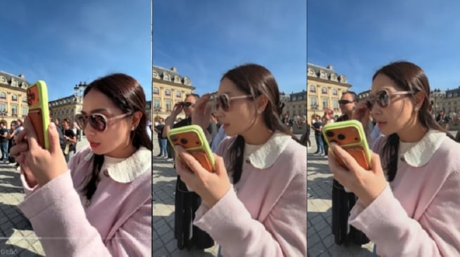 Nagita Slavina sudah menggunakan Iphone serie terbaru saat liburan di Paris (Instagram) 