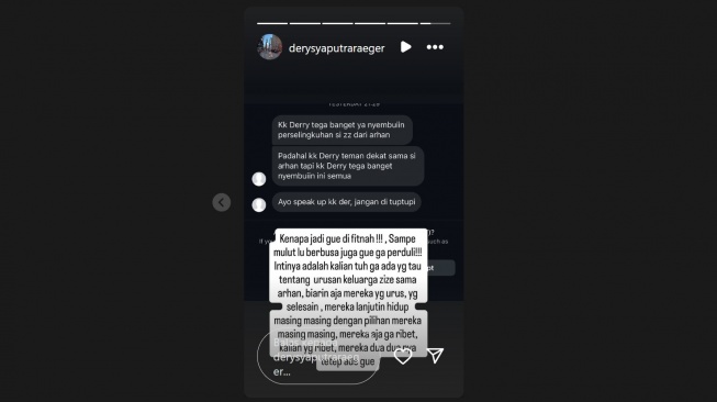 Dery Syaputra tak terima dituding rahasiakan perselingkuhan Azizah Salsha (Instagram/@derysyaputraraeger)