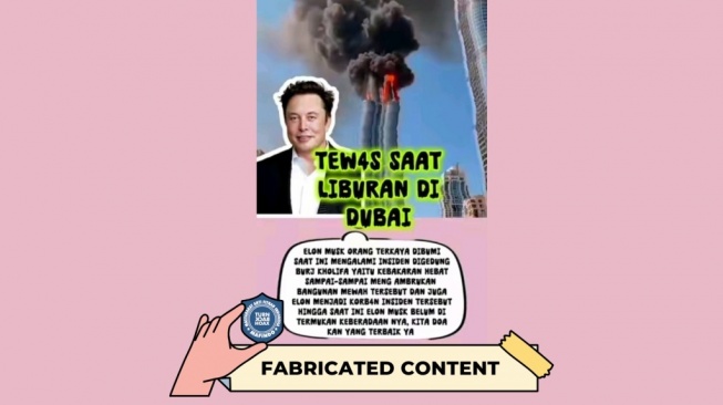 Hoaks Elon Musk  tewas dalam kebakaran. [Dok. Istimewa]
