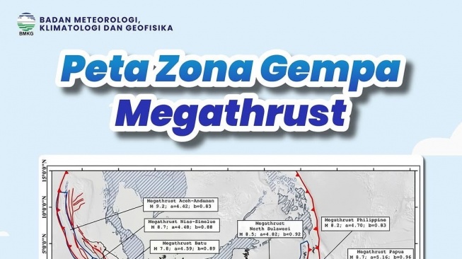 Peta Zona Gempa Megathrust. (Instagram/@infobmkg)