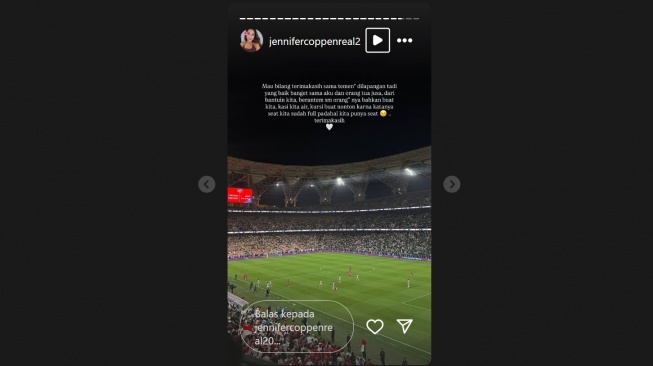 Jennifer Coppen curhat drama nonton Timnas Indonesia vs Arab Saudi (Instagram/@jennifercoppenreal)