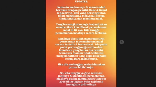 Klarifikasi Bake n Grind [Instagram/Feliz88eliz]