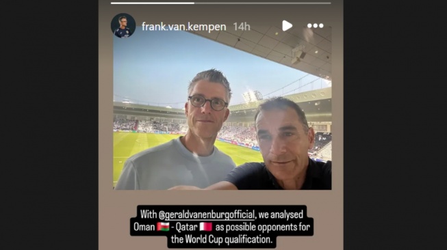 Dua pemain Timnas Indonesia, Frank van Kempen dan Gerald Vanenburg jadi mata-mata di Qatar. (IG Frank van Kempen)