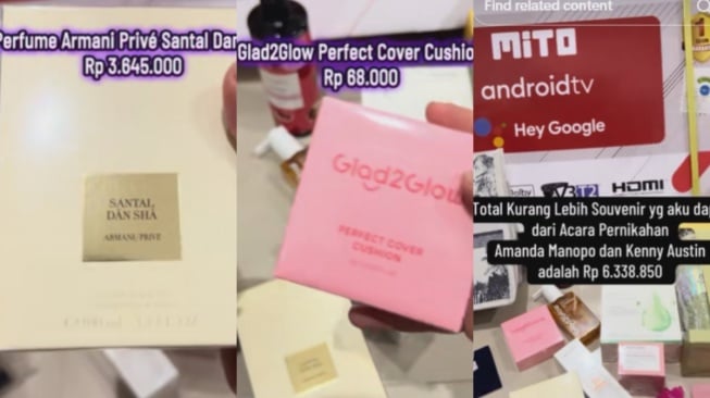 Suvenir pernikahan Amanda Manopo dan Kenny Austin. [TikTok/@talithabrantya]