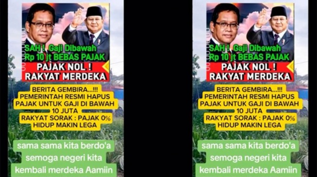 Hoaks pemerintah hapus pajak warga bergaji di bawah Rp10 juta [Ist]