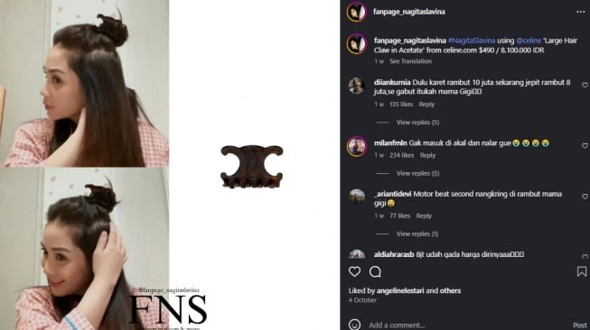 Koleksi jepit rambut Nagita Slavina. (Instagram/fanpage_nagitaslavina)