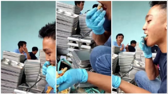 Petugas pencuci nampan MBG mendapat surat dari pelajar penerima Makan Gizi Gratis (Instagram)