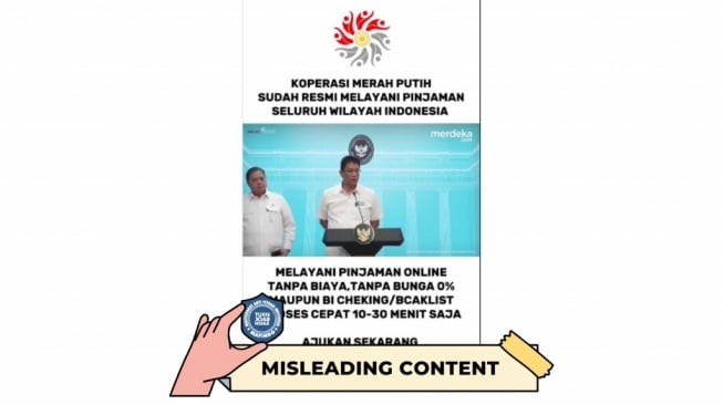 Hoaks Menkeu Purbaya Umumkan Pinjol Koperasi Merah Putih Bunga 0 Persen. [Dok. Istimewa]