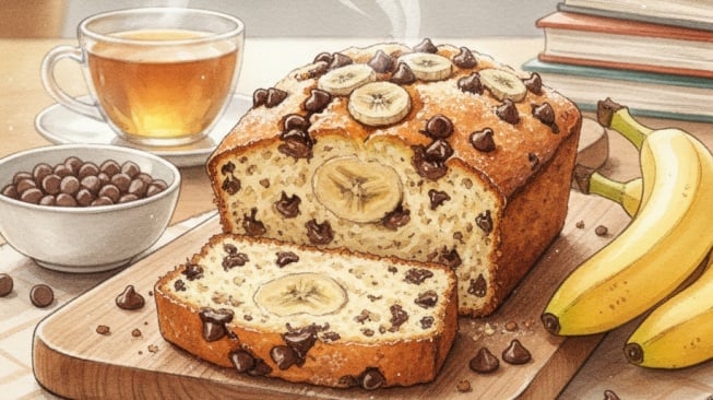 Resep Banana Cake Kukus Cokelat Chip Anti Gagal, Lembut, Wangi, dan Lumer di Mulut!