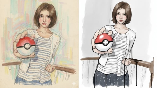 Prompt Gemini AI Edit Foto Jadi Sketsa Abstrak Bergaya Coretan Tangan. [Google Gemini]
