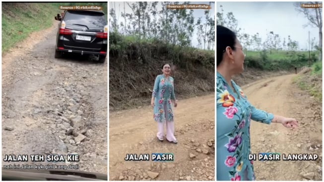 Rieke Diah Pitaloka keluhakan jalanan di kawasan Sukabumi yang terlihat rusak ke Dedi Mulyadi (Instagram)