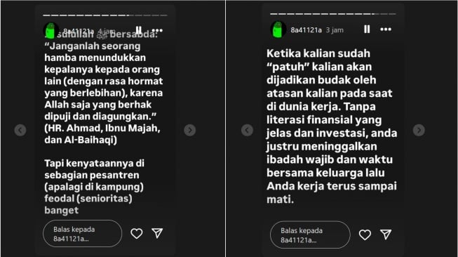 Unggahan anak Menkeu Purbaya Yudhi Sadewa (Instagram/@8a41121a)