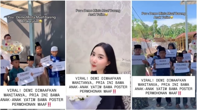 Totalitas Minta Maaf, Pria Ini Ajak Puluhan Anak Yatim Demo di Depan Rumah Kekasihnya
