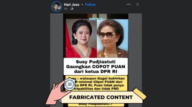 Hoaks Susi Pudjiastuti Minta Puan Dicopot dari Ketua DPR RI. [Dok. Istimewa]