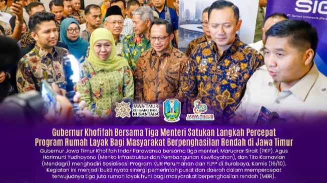 Gubernur Khofifah dan 3 Menteri Percepat Program Rumah Layak bagi MBR di Jatim