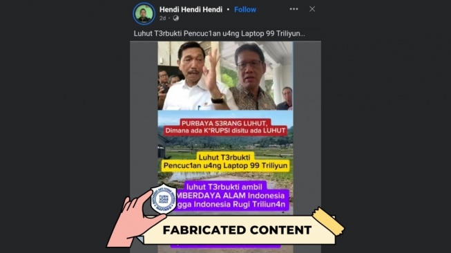 Hoaks Luhut Binsar Pandjaitan terlibat pencucian uang. [Dok. Istimewa]