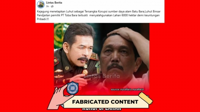 Hoaks Luhut jadi tersangka kasus batu baru. [Dok. Istimewa]