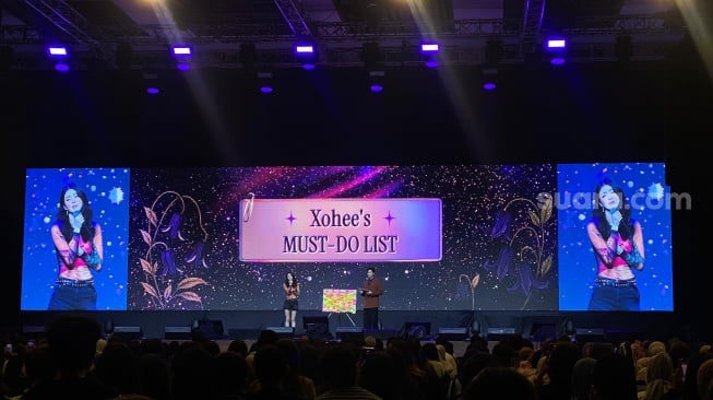 Han So Hee sukses menggelar fan meeting perdananya di The Kasablanka Hall pada Sabtu, 18 Oktober 2025. [Suara.com/Tiara Rosana]