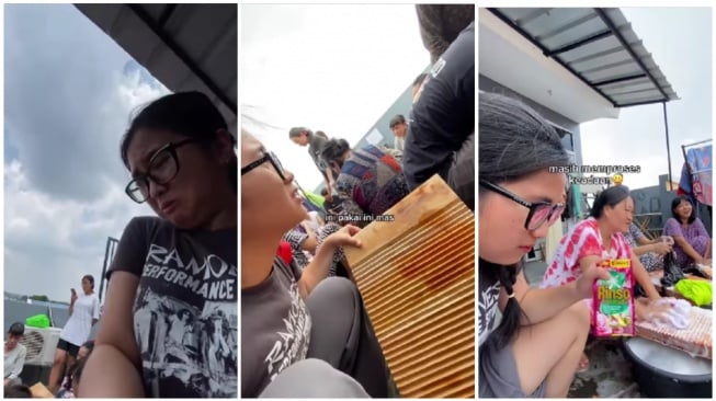 Seorang selebgram mencoba keunikan Laundry Majapahit yang saat ini sedang viral (Instagram)