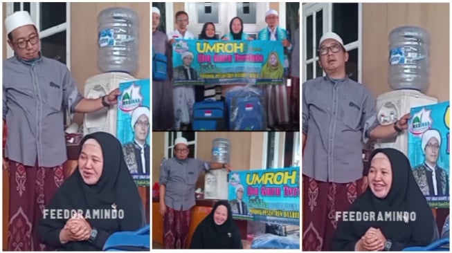 Kepala Sekolah SMAN 1 Cimarga Dini Pitria diberangkatkan umrah gratis (Instagram)